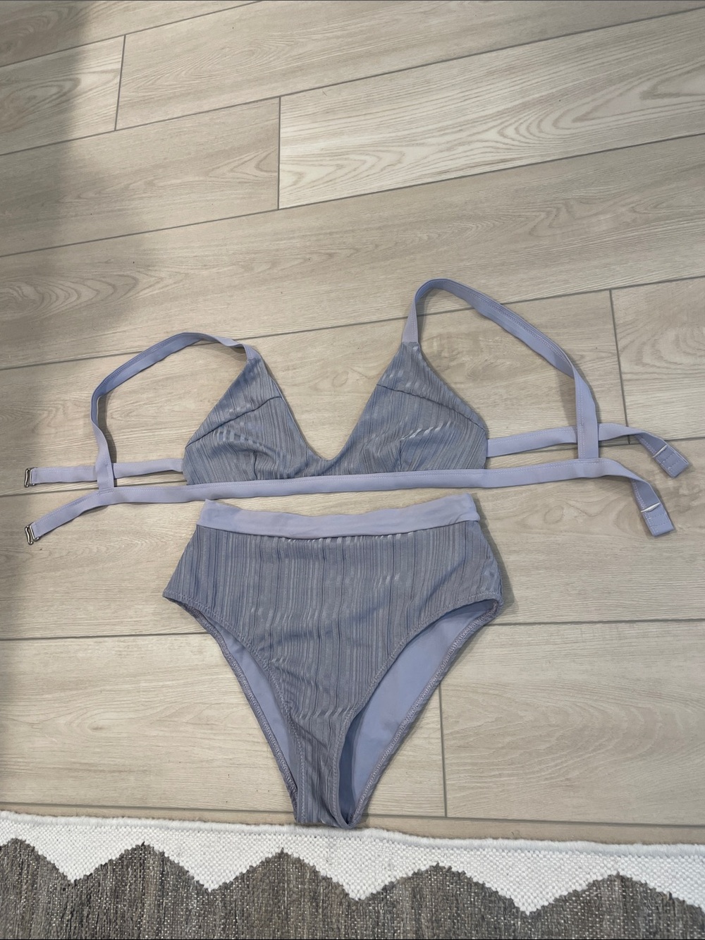 Tavik Lilac Ribbed Two-Piece High-Waist Bikini